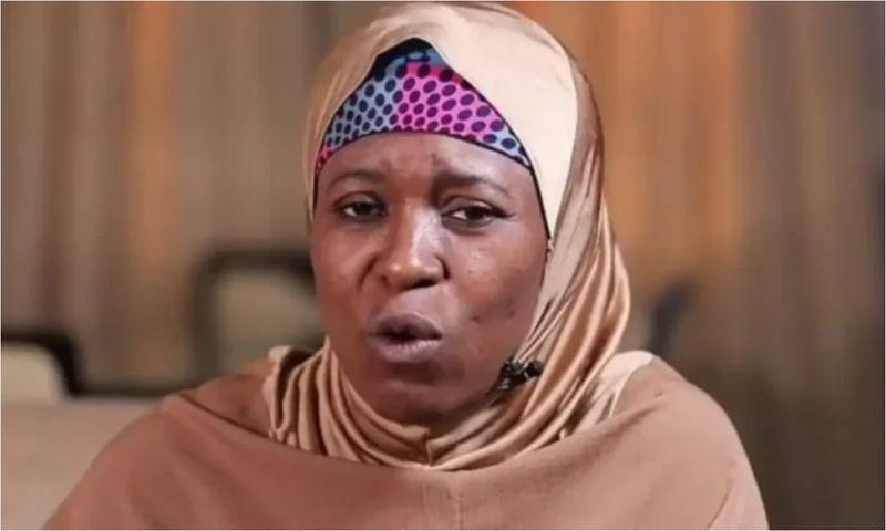 Aisha Yesufu speaking during a political meeting where she raised concerns about the FCT senatorial primary process in Nigeria.